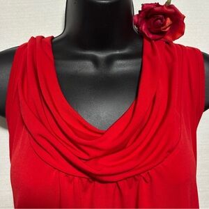 Worthington Cherry red drape neck sleeveless sweater holiday xmas party dopamine